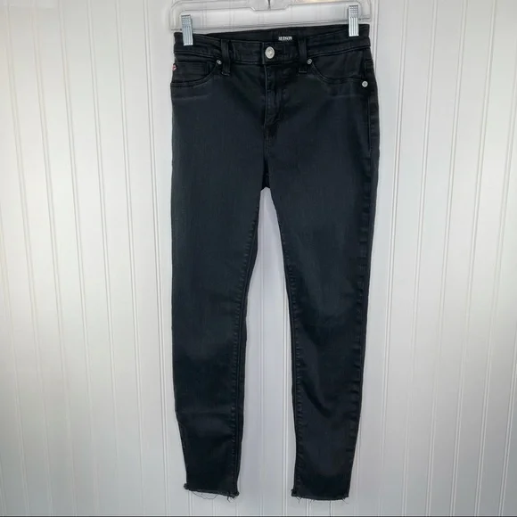 Hudson Jeans Natalie Midrise Ankle Raw Hem Black Jeans 27